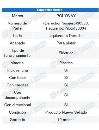 Espejo Electrico Plstico C/base Plstico Beetle 06-11 Foto 2