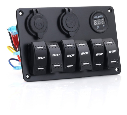 Panel Marino Con 6 Rockers Switch Voltmetro Y Usb Led Foto 3