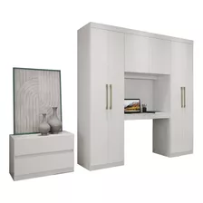 Guarda Roupa Casal 6 Portas 2gav Porto Branco C Escrivaninha