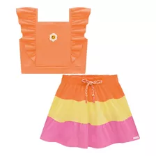 Conjunto Infantil Kukiê Verão Saia E Blusa Florzinha