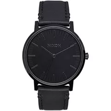 Nixon Mens Porter Leather Relojes De Cuero De Cuarzo Japonés