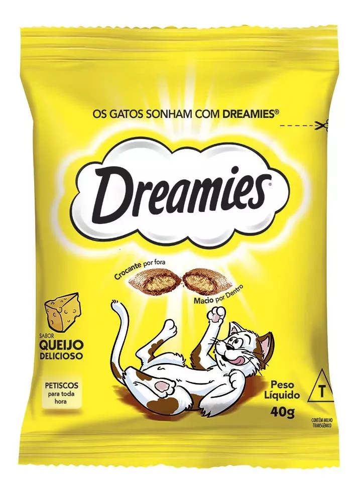 Petisco Dreamies Queijo Para Gatos Adultos 40g Pacote