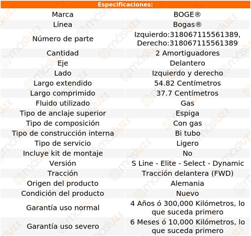 2- Amortiguadores Gas Delanteros A3 L4 2.0l 17/20 Boge Bogas Foto 2