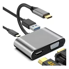 Adaptador Tipo C 4 En 1 A Hdmi 4k, Vga, Usb 3.0, Usb C 