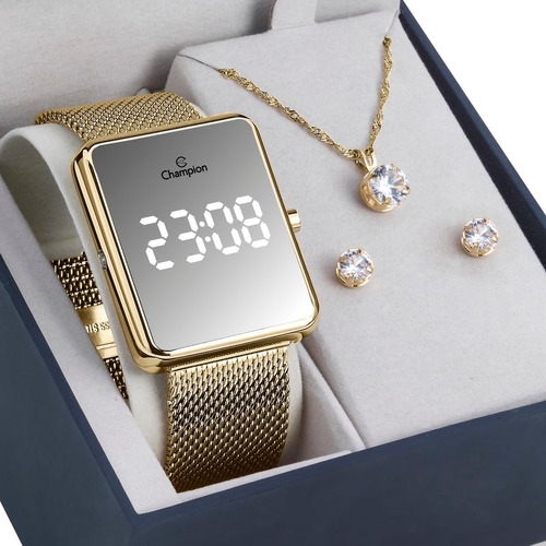 Relógio Digital Feminino Champion Dourado