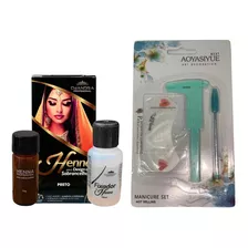 Henna Sobrancelha Chandra Kit Iniciante Escova Paquímetro Cor Preto