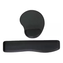 Kit Mousepad & Apoio De Teclado Ergonômico | Preto