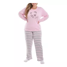 Pijama De Inverno Plus Size Estampado Feminino Victory