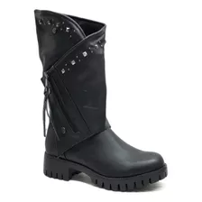 Botas Mujer Massimo Chiesa Invierno Cuero Veggie Moda Black