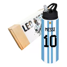 Botella Leo Messi Pitillo Personalizada - Regalos Messi 
