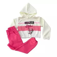 Conjunto Infantil Rosa Moletom Menina Cool Longo Inverno