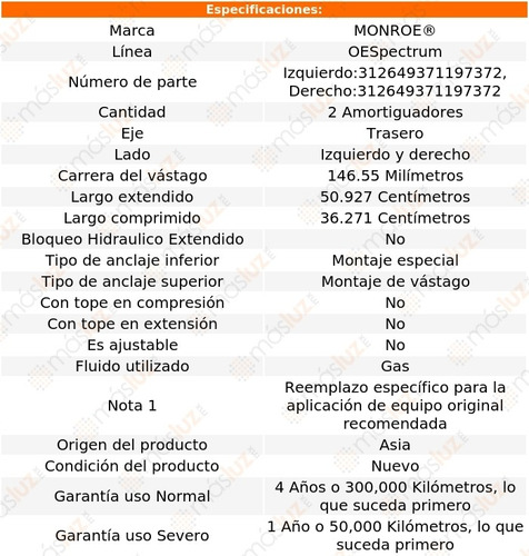 Kit 2 Amortiguadores Tra Gas Oespectrum 350z Nissan 03/05 Foto 3