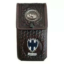 Funda Porta Celular Vaquera 100% Cuero Rayados Monterrey 