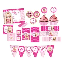 Kit Imprimible Candy Bar Barbie Con Textos Editables!!