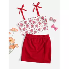 Conjunto Infantil Menina Floral Mini Saia