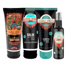 Kit Para Barba Com Shampoo 100ml + Balm Hidratante 100ml + Óleo 60ml E Exclusivo Hidratante Para Tatuagem - Barba Rubra