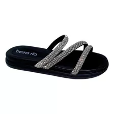 Sandália Slide Flat Beira Rio Papete Strass Brilho 8488.108