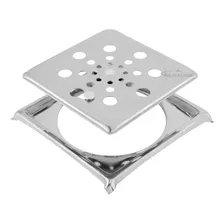 Ralo Giratória Quadrado 10x10 Cm Com Caixilho - Aço Inox 304