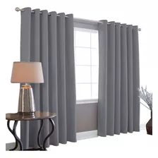 Cortinas Blackout Melocotton - Color Gris Oxford - 275cm De Ancho X 215cm De Alto En 2 Páneles - Aislamiento Térmico , Reduce El Ruido Exterior , Cortinas Opacas Con Ojales , Lavable En Casa