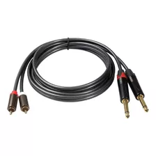 Cable De Audio Dual Rca Macho A Plug 6.35 1.5 Metros