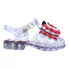 Sandália Laço Xadrez Cristal Vermelho Infantil Juju Shoes