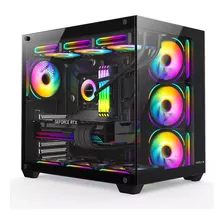 Gabinete Gamer Hyrax, Tower, Hgb740, Atx - Vidro Temperado Cor Preto