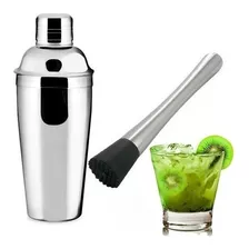 Coqueteleira Inox 500ml Drinks + Socador De Limão Drinks