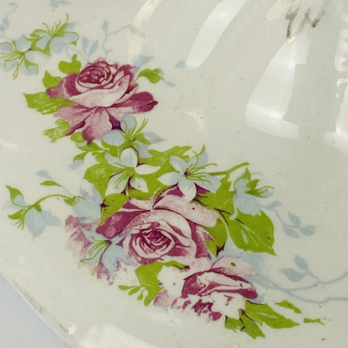 Sopeira Antiga Porcelana Floral Rosas 30cm Vintage Branco 6