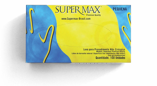 Luva Descartável Látex - Cx C/100: - Supermax   P/pp/m/g