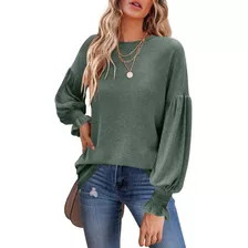 Miholl Blusa De Manga Larga Para Mujer, Cuello Redondo, Mang