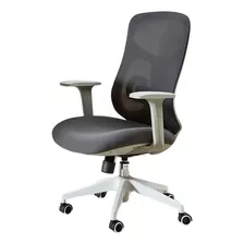 Silla Para Escritorio Oficina Ejecutiva Ergonómica Toulouse Blanca Lino Mesh Gris Oscuro