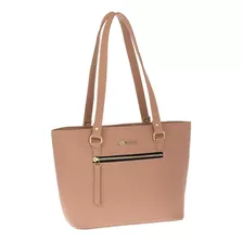 Bolsa Jennyfer Tote Ligera Bolso Dama Mujer 9555 Acabado De Los Herrajes Brillante Color Rosa Color De La Correa De Hombro Negro