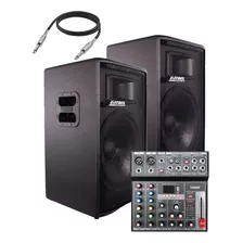 Kit Caixa De Som Ativa Passiva 15 600w Rms+ Mesa De Som 7 Ch