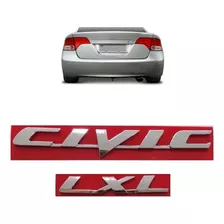 Emblema Letreiro Mala Cromado Civic Lxl 2007/2011 Kit 2pç