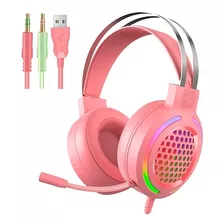 Audífono Gamer Rgb Aoas As-66 Color Rosa