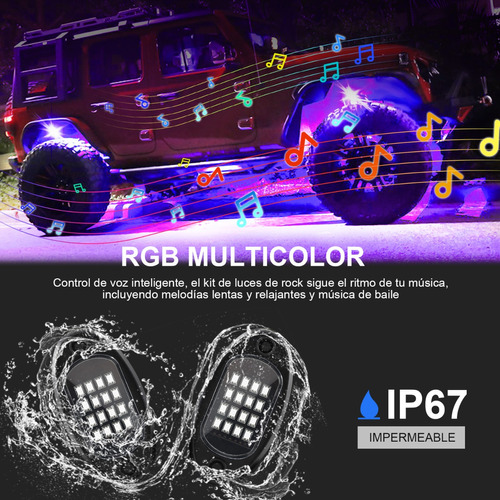6pcs Rgb Led Intermitente Mltiples Color Rock Light App Foto 7