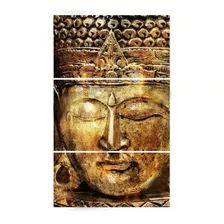 Quadro Buda Dourado Vertical 70x150 - 3 Peças 50x70