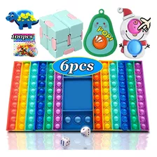 6 Kit De Brinquedos Anti-ansiedade Pop-up Bubble Toy Jogos D