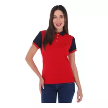 Playera Mujer Tipo Polo Color Roja Manga Corta Sport D-948