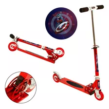 Patinete Scooter Captain America Marvel Vermelho De Alumínio