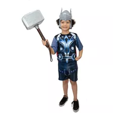 Fantasia Thor Infantil Guerra Infinita Com Martelo E Mascara