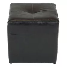 Pouf Cubo Cuero Sintético Negro / Muebles América