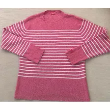 Sweater Hilo Mistral Talle 12 Rojo Y Blanco Jaspeado.