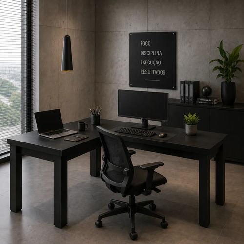 Mesa De Canto Em L Moderna Para Escritório Preto