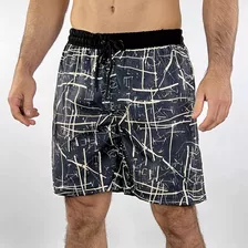 Shorts Masculino Elastano Bermuda De Praia 3 Bolsos Paint