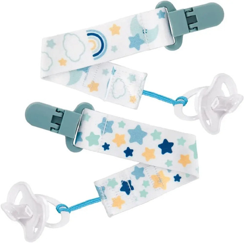 Kit Com Dois Prendedores Para Chupeta Estrelinha - Buba