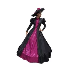 Vestido Fucsia Con Negro Disfraz De Catrina Elegante Adulto