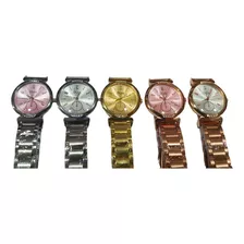 Relojes Pulsera Dorados Metálicos Por Mayor Por 5