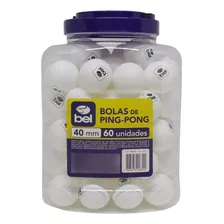 Bolas / Bolinhas De Ping Pong Pote Com 60 Unidades - 40mm Cor Branco