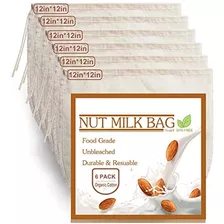 Paquete De 6 Bolsas De Leche De Nueces De 30 X 30 Cm